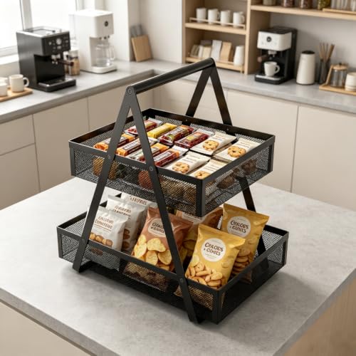 EKNITEY Snack Organizer for Countertop - 2 Tier Metal Snack - Image 5