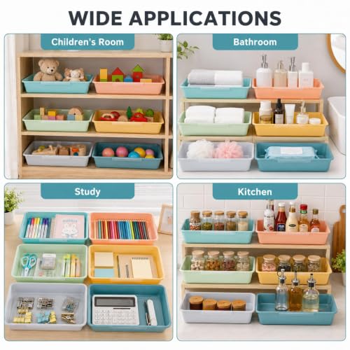 12 Pcs Letter Size Flat Storage Tray with Latching Lid (Morandi) - Image 7