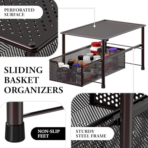 Simple Houseware Stackable Under Sink Sliding Basket | All Products - Image 5