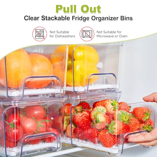 Pull-Out Fridge Organizer, 4-Pack Clear Refrigerator Storage Bins - Image 4