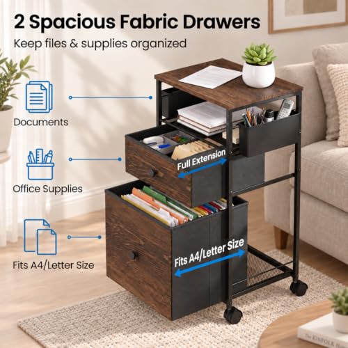 LEKETREE 2 Drawer Compact File Cabinet, Under Desk Rolling Filing - Image 7