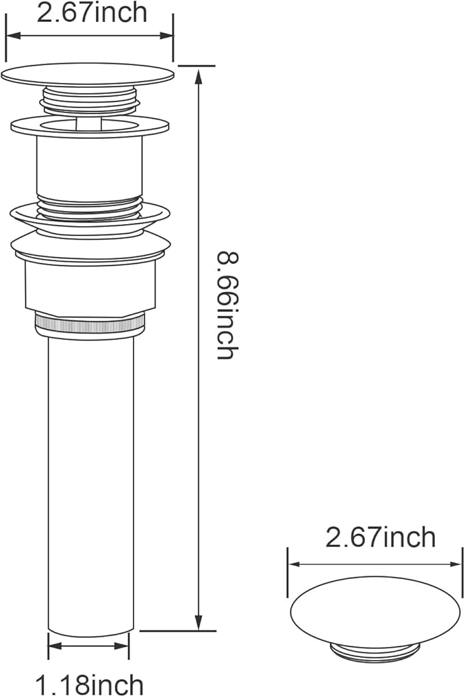 Bathroom Sink Drain with Strainer Basket and Pop-Up Drain Stopper Set (Gold, Without Overflow)