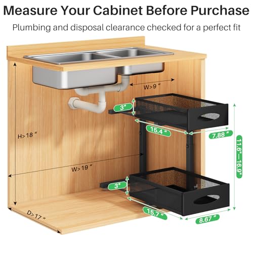 Under Sink Organizer, 2 Tier Pull out Cabinet Organi | Under Sink Stor - Image 3