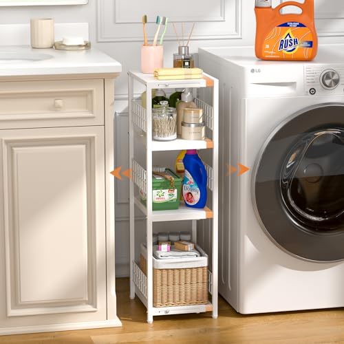 4 Tier Expandable Slim Storage Shelf, Metal Shelving Unit - Image 3