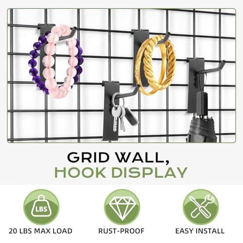 40 Pack Gridwall Hooks, 4 Inch Black Grid Wall Panels Hooks - Image 7