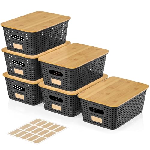 6Pcs Storage Bins with Lids, Stackable Plastic Storage Basket - Image 2