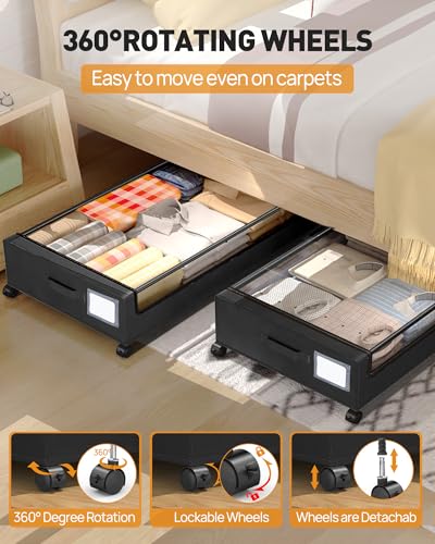 Under Bed Storage With Wheels, 2 Pack Square Contain | All Products - Image 3