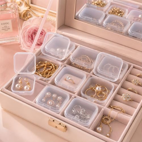 SmallCat 4Pcs Clear Plastic Box, Mini Square Storage Box with Lid - Image 7
