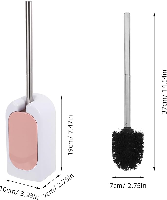 Wall-Mounted Long Handle Toilet Brush Set with Soft Bristles, Plastic Holder for Bathroom Deep Cleaning, Nordic Pink Bathroom Accessories
