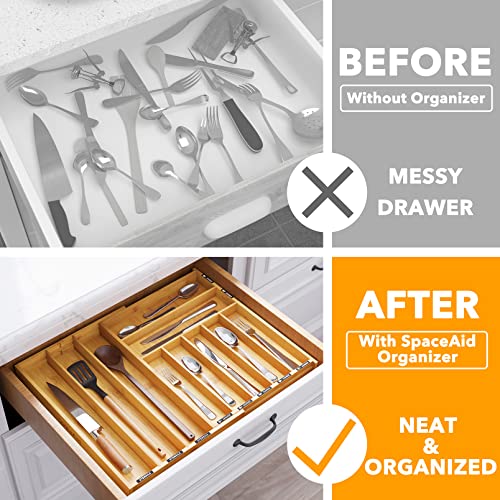 SpaceAid Bamboo Silverware Drawer Organizer with Lab | All Products - Image 3