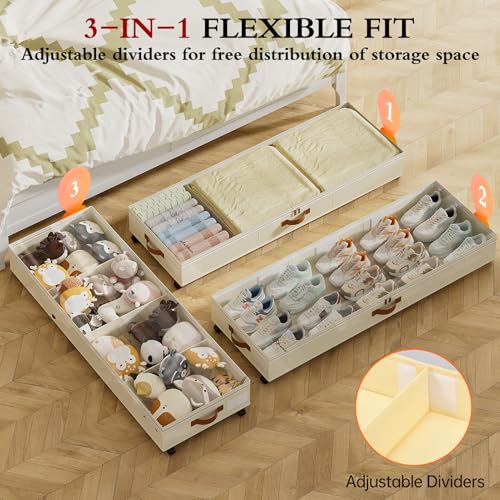 Yecaye 85 L Under Bed Storage with Wheels, 2 Pack Under - Image 4