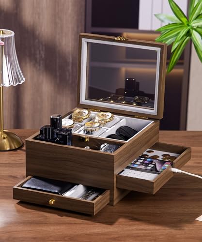 Homde Wooden Watch Box for Men: 3-Layer Organizer wi | All Products - Image 3