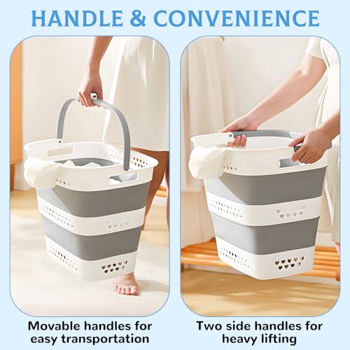 2 Pcs Collapsible Laundry Baskets for Clothes, 43L Plastic - Image 5