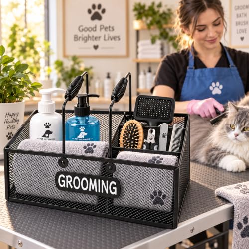 Pethiy Pet Grooming Organizer, 6-Compartment Dog Grooming Caddy - Image 5