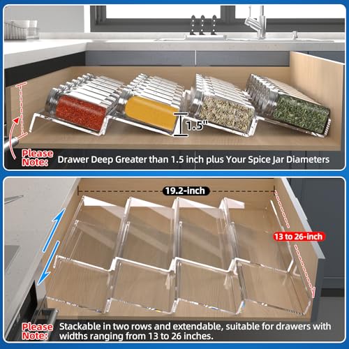 MIUKAA Clear Spice Drawer Organizer, 4 Tier - 2 Set Acrylic - Image 4