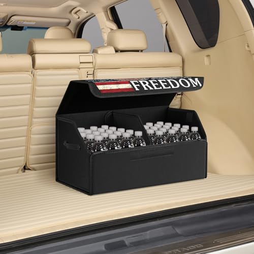 Car Trunk Organizer with Lid, Vintage American Flag USA - Image 3