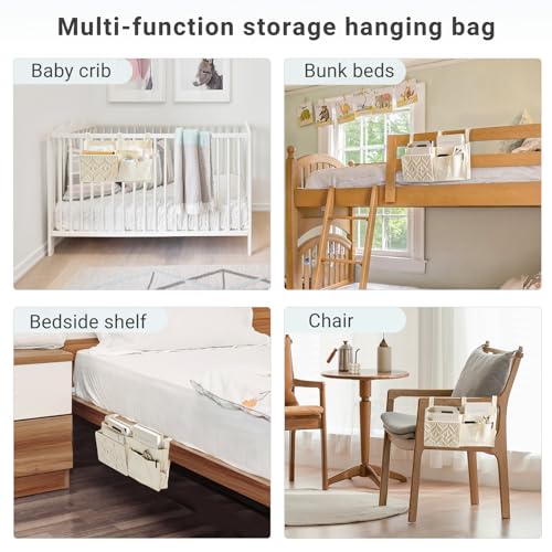 Mkono Bedside Caddy, Macrame Bunk Bed Hanging Organizer - Image 6