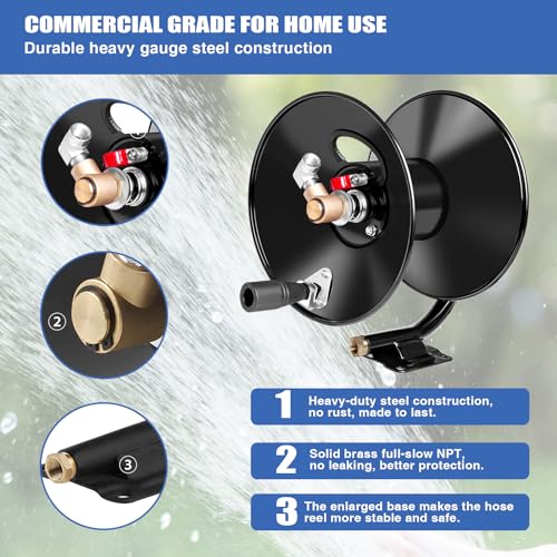 MEKOH Compact Pressure Washer Hose Reel 50ftx3/8” / 65ftx1/4” - Image 5