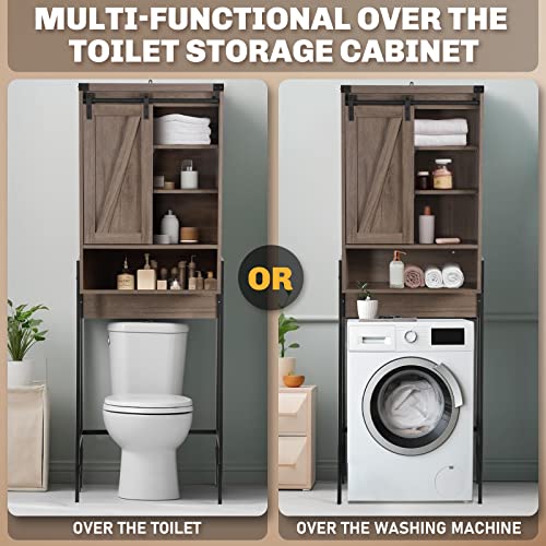 Over Toilet Storage Cabinet with Barn Door & Adjustable Shelves - Image 7