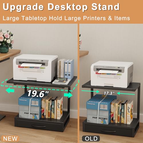 YAOHUOO 2-Tier Desktop Printer Stand with Fabric | Home Organization - Image 3