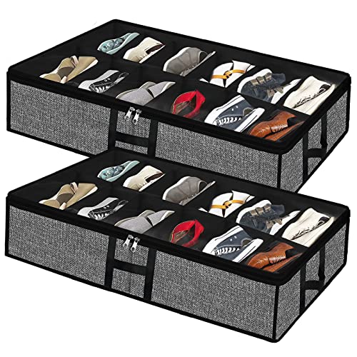 Under Bed Storage Organizer for Closet 2pc-24 Pairs Shoe Boxes - Image 2
