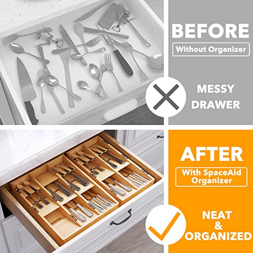 SpaceAid Bamboo Silverware Drawer Organizer with Lab | All Products - Image 3