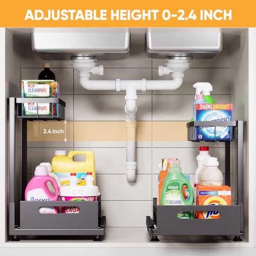 Saydear 2-Pack L-Shaped Under Sink Organizer, 2-Tier | Under Sink Stor - Image 3