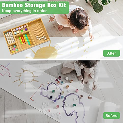 Bamboo Bathroom Drawer Organizer Dividers, Wooden Kitchen Utensil - Image 5