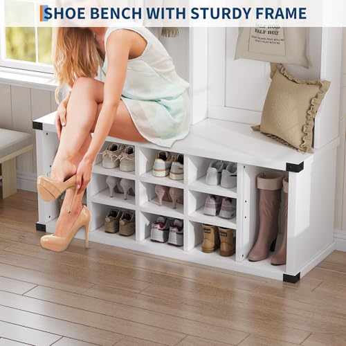 Large Hall Tree with Bench and Shoe Storage, 51" | Home Organization - Image 7