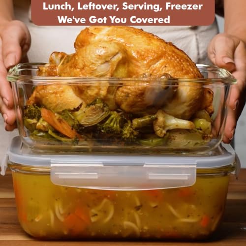 8 Cups/ 63 Oz 4 Piece (2 containers + 2 Lids) Large Glass Food - Image 4