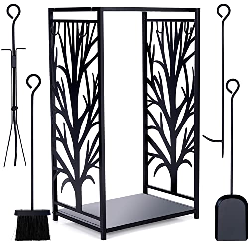 Firewood Rack Indoor with Tools, Fire Log Holder for Fireplace - Image 2