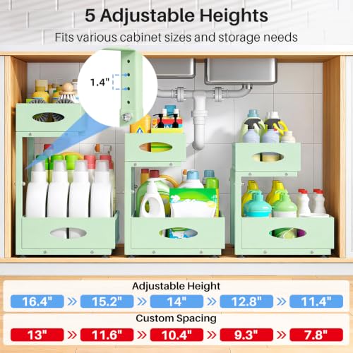 Under Sink Organizer, 2 Tier Pull Out Under Cabinet - Image 6