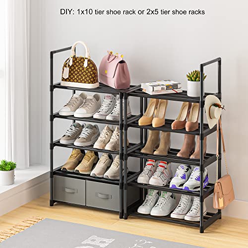 OYREL Tall Shoe Rack Narrow 10 Tier Shoes Rack 20 25 Pairs + 2 - Image 6