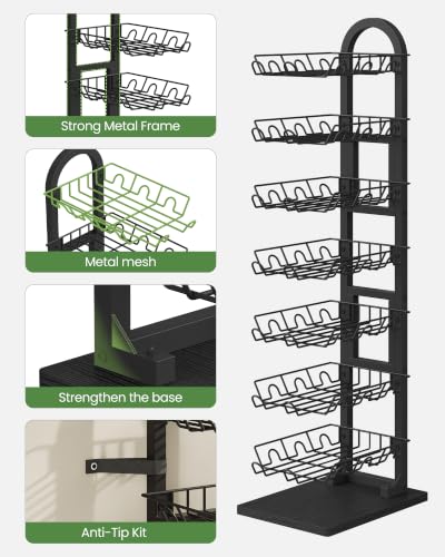 7-Tier Hat Display Rack, Metal Hat Stand Up to 56 Caps, Black - Image 6