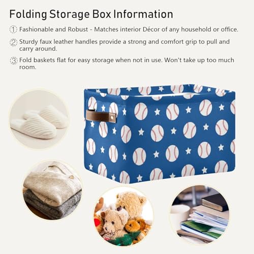 Emelivor Baseball Navy Blue Storage Basket Bins | Home Organization - Image 6