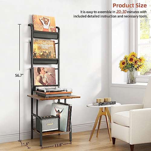 Record Player Stand with Vinyl Storage, Record Player - Image 4