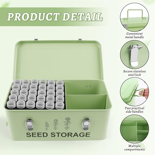 60Slots Seed Storage Organizer, Metal Seed Saving Box Seed - Image 5