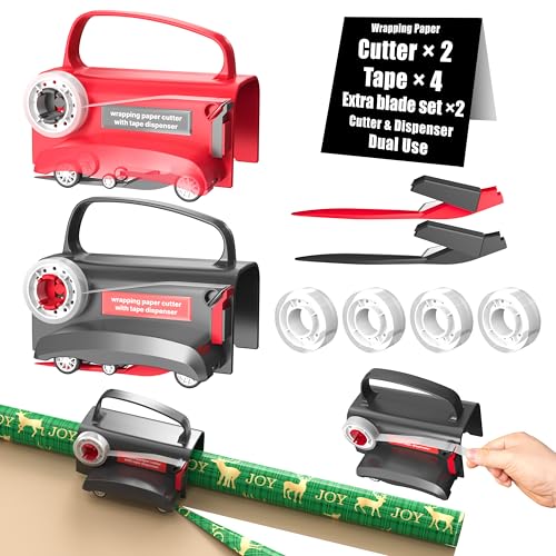 Wraprocut (2-Pack) Wheel Wrapping Paper Cutter & Tape - Image 2