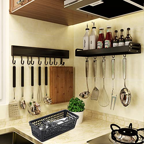 Slim Plastic Storage Baskets, Black, 6 Packs - Image 7