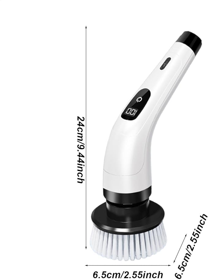 Electric Spin Scrubber, Cordless Bathroom Scrubber, Electric Brush Cleaner, 370 RPM USB Rechargeable Scrubber with 3 Replaceable Brush Heads, 2 Adjustable Speeds Bathroom