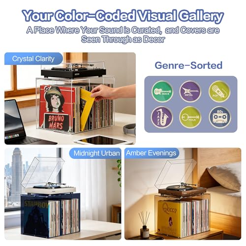 Bikoney Vinyl Record Storage,Stackable Cube Acrylic Vinyl - Image 5