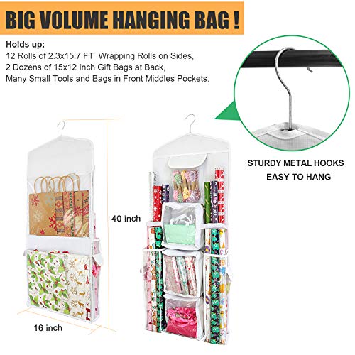 SumDirect Double-Sided Gift Wrap Organizer - White Hanging - Image 4