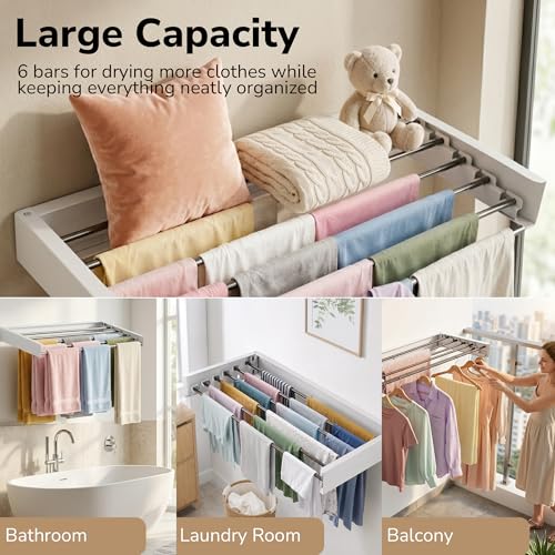Wall Mounted Clothes Drying Rack Collapsible, Pure - Image 7
