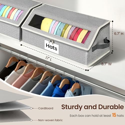 Hat Organizer for Baseball Caps, 2-Pack Stackable Hat - Image 3