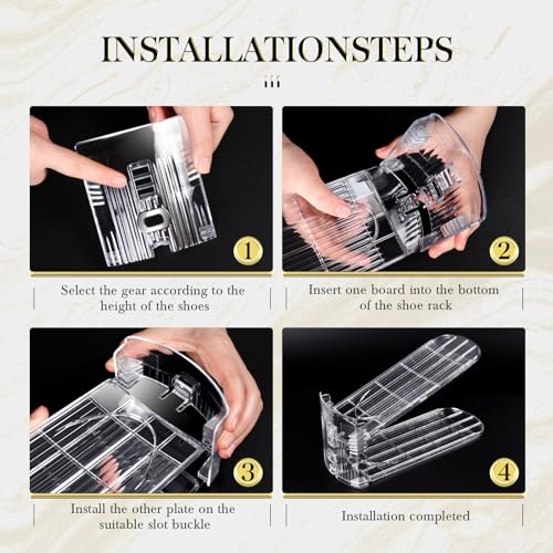 Shoe Slots Organizer 12 Pack - Shoe Stacker,3 Levels Adjustable - Image 5