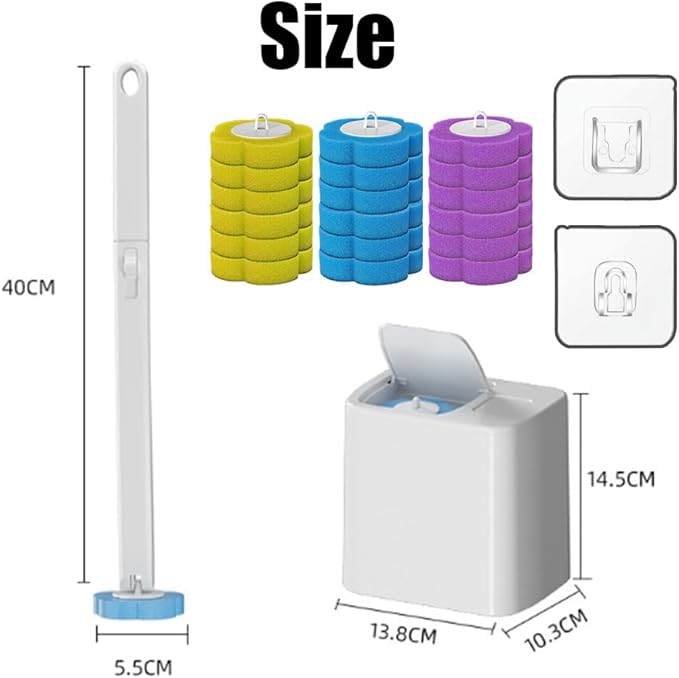 2026 New Disposable Toilet Brush, Disposable Toilet Cleaning System, Ocean/Lemon/Lavender 3 Aromatherapy, Includes Disposable Cleaning Stick, Storage Box and Scented Refill Tabs (Grey-Mix*18)
