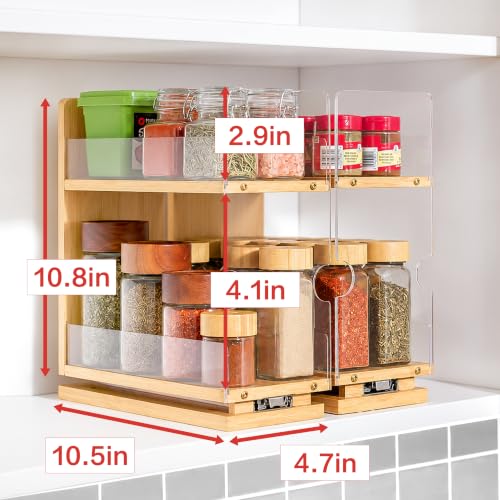 Bamboo 2-Tier Pull Out Spice Rack Organizer for Cabi | All Products - Image 4