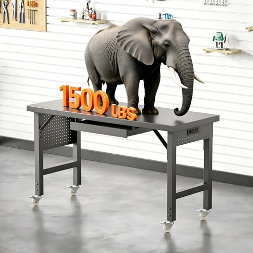 Heavy Duty Workbench Legs, Height Adjustable Metal Standing Desk - Image 3