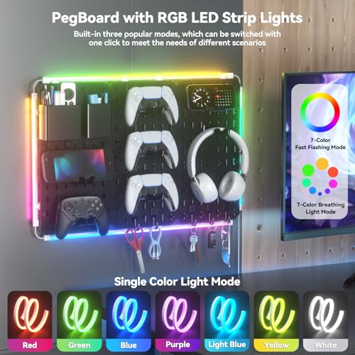 KDD 9 in 1 RGB Gaming Wall Organizer Peg Board - DIY Pegboard - Image 5
