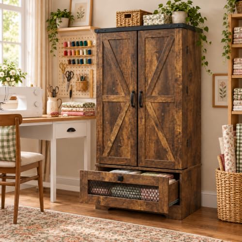 Sewing Cabinet with Storage, 47" Tall Craft Organizer - Image 4